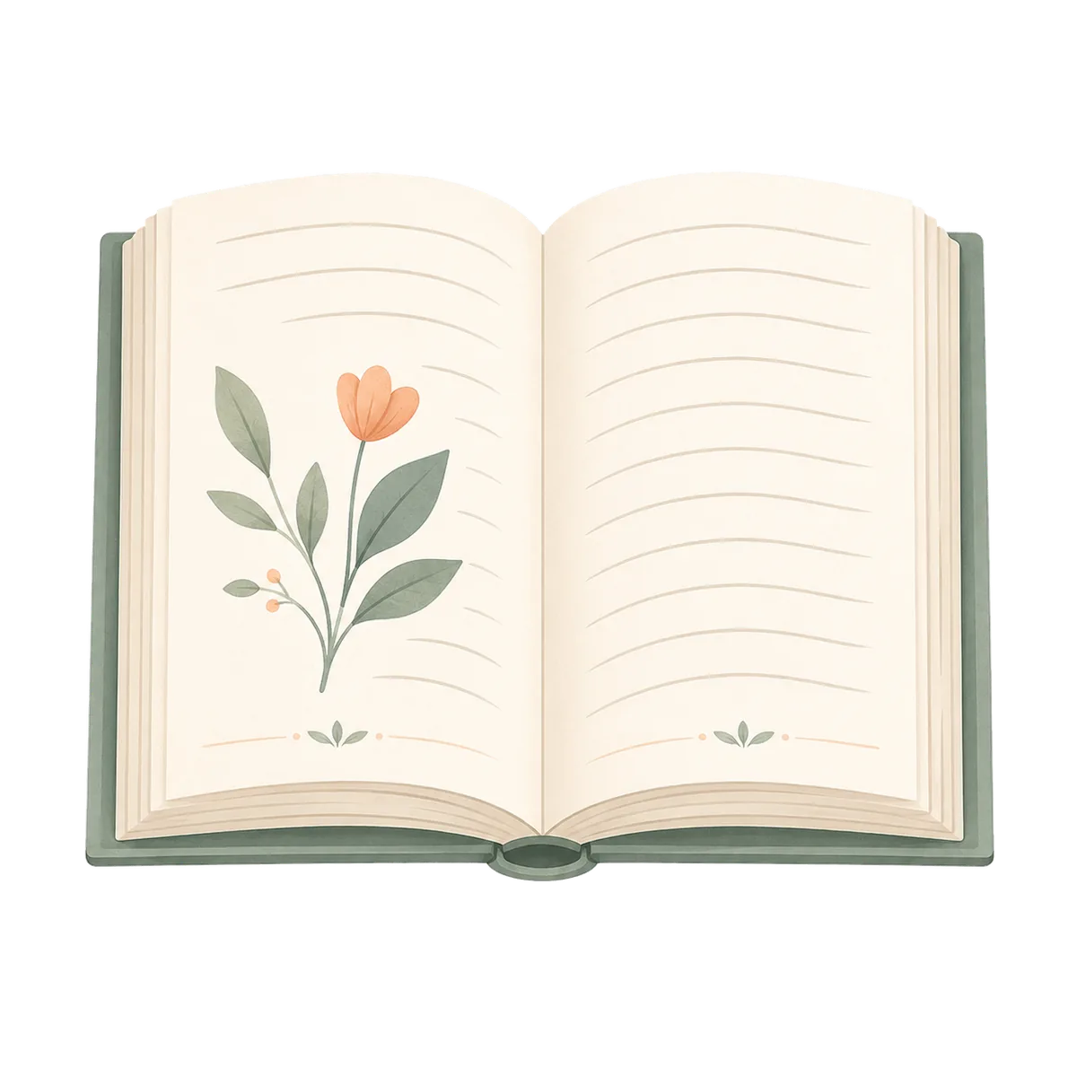An open book with delicate botanical illustration